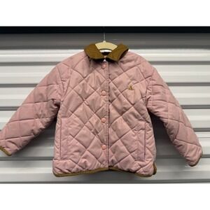 Baby Gap Pink Quilted Barn Jacket Corduroy Collar Floral Lining Toddler 3 Years